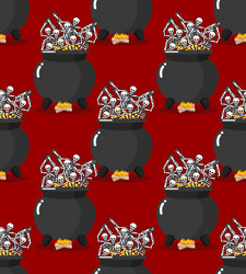 sinners in pot hell seamless pattern skeletons vector