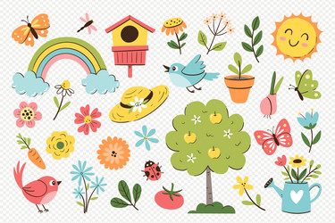 Spring Objects & Floral Collection vector image