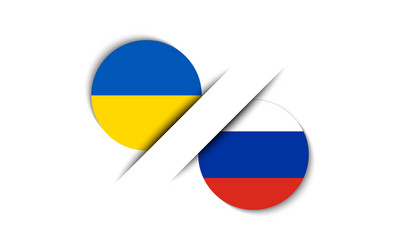 Two ukrainian and russian stickers flag vector