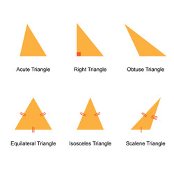 types of triangles on white background vector image