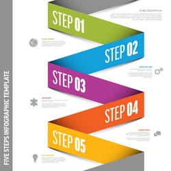 Five color steps elements template on folded vector