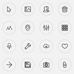 interface icons line style set with picture vector image