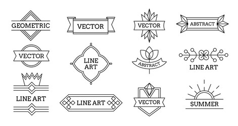 minimal geometric line emblems simple abstract vector image