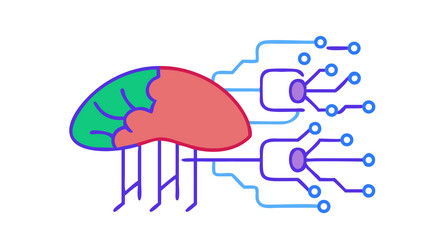 neural network brain-like jellyfish with circuits vector image