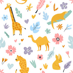 Seamless pattern design with cute baby animals Vector Image