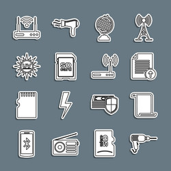 set line drill machine paper scroll upload file vector image