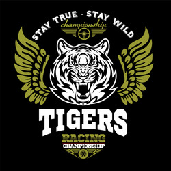 tiger and wings - logo graphic design Vector Image