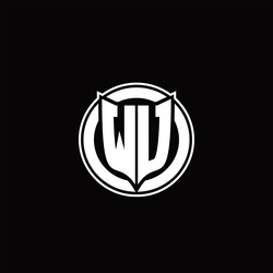 wu logo monogram with shield and circluar shape vector image