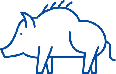Funny boar line icon concept flat Royalty Free Vector Image