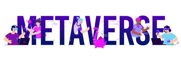 metaverse flat text composition vector image