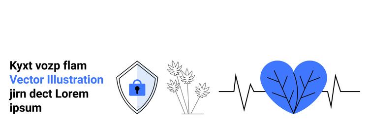 secure heartbeat and nature connection with shield vector image