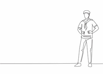 Single continuous line drawing of young handsome Vector Image