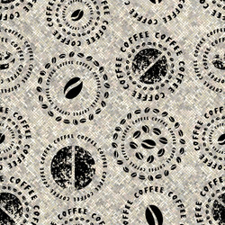 coffee pattern on a rough canvas texture seamless vector image