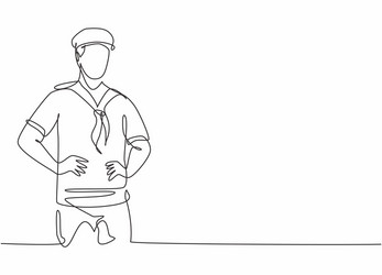 Single continuous line drawing of young handsome Vector Image