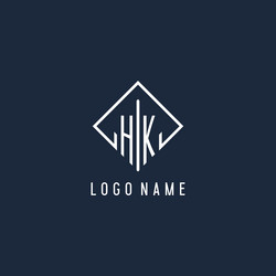 hk initial logo with luxury rectangle style design vector image