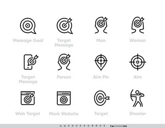 message goal and personal targeting line icons set vector