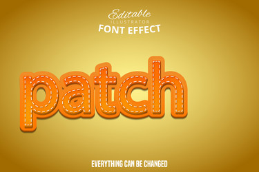 Patch text 3d orange and yellow editable font vector