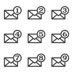 Set mail icons with an indicator number vector