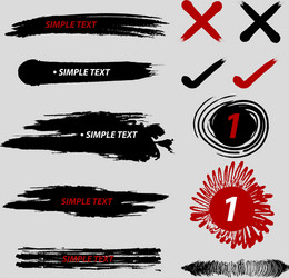 Black and red brush strokes collection vector