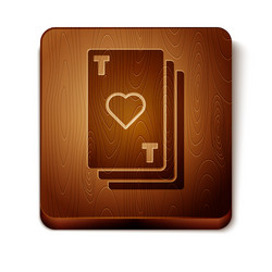 Brown playing card with heart symbol icon isolated vector