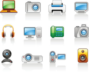 Electronics Icon Set - Computers & Multimedia vector image