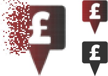 fractured dot halftone pound map pointer icon vector image