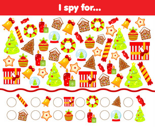 I Spy: Christmas Objects Find & Count vector image