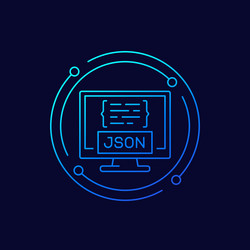 json icon with a computer linear design vector image