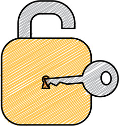 safe secure padlock with key vector image