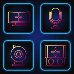 set line portable video game console web camera vector image