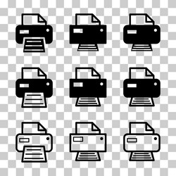 set of printer document web icon printout machine vector image