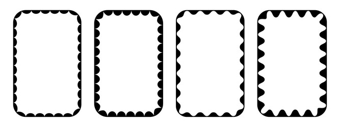 set of rectangle photo or picture frames with wavy vector image
