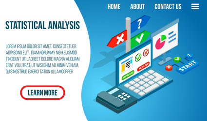 statistical analysis concept banner isometric vector