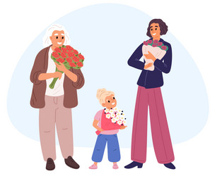 happy elderly or young woman and little girl Vector Image