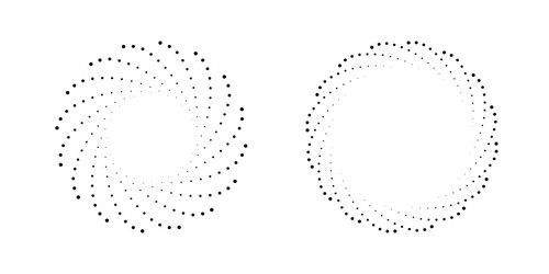 halftone circular dotted frames set circle dots vector image