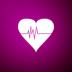 Heart rate icon isolated on purple background vector