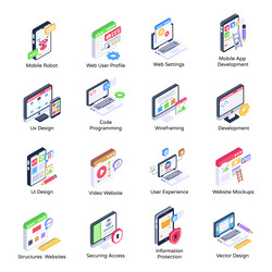 Pack of ui design isometric icon vector