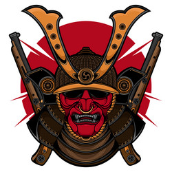 Samurai Mask Logo - Oni Style Vector Image