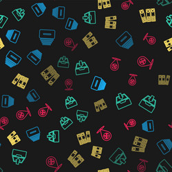 set line drawer with documents download inbox vector image