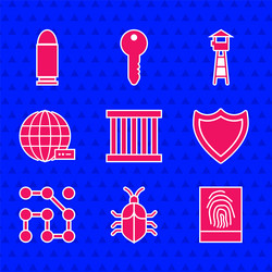 set prison window system bug concept fingerprint vector image