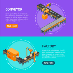 automated factory banner horizontal set 3d vector image