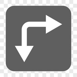 bifurcation arrow right down rounded square button vector image