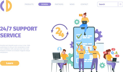 call center landing web 24 hotline help operator vector image