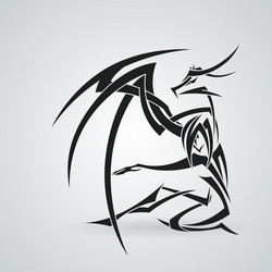 Dragon and Girl - Fantasy Art Vector Image