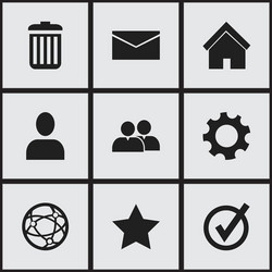 set of 9 editable web icons includes symbols vector image