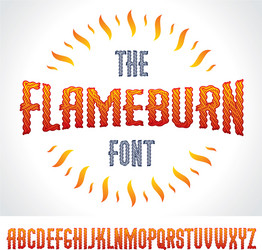 type font created using burning fire vector image