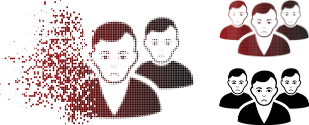 unhappy fragmented pixelated halftone user group vector image