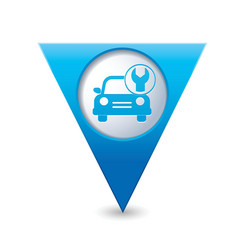 car with tool icon map pointer blue vector