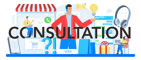 Consultation typographic header research vector