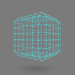 Cube of lines and dots vector